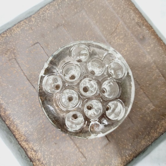 Vintage Handblown Clear Glass Flower Frog Footed Floral Arrangements - Picture 3 of 14